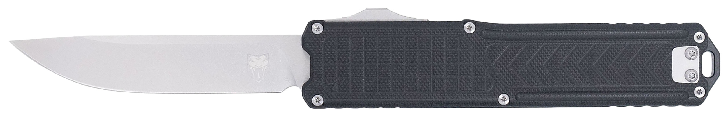 CobraTec Knives CTRNGBLKDNS Ranger  3.25" OTF Plain Stonewashed D2 Steel Blade, 4.75" Black Textured G10 Scales Handle