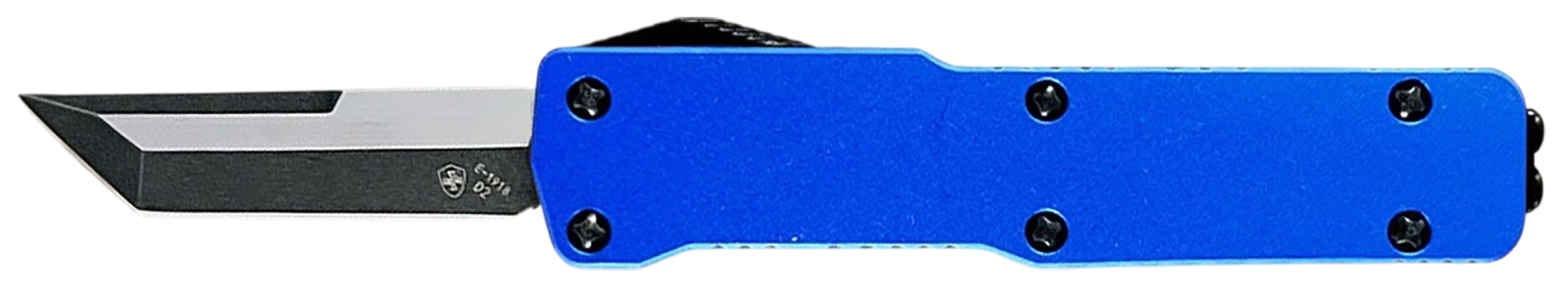 Templar Knife  Premium LW  Micro 1.85" OTF Tanto Plain Black Oxide Stonewashed Powder Coated D2 Steel Blade, 3.50" Blue Anodized Aluminum Handle, California Legal