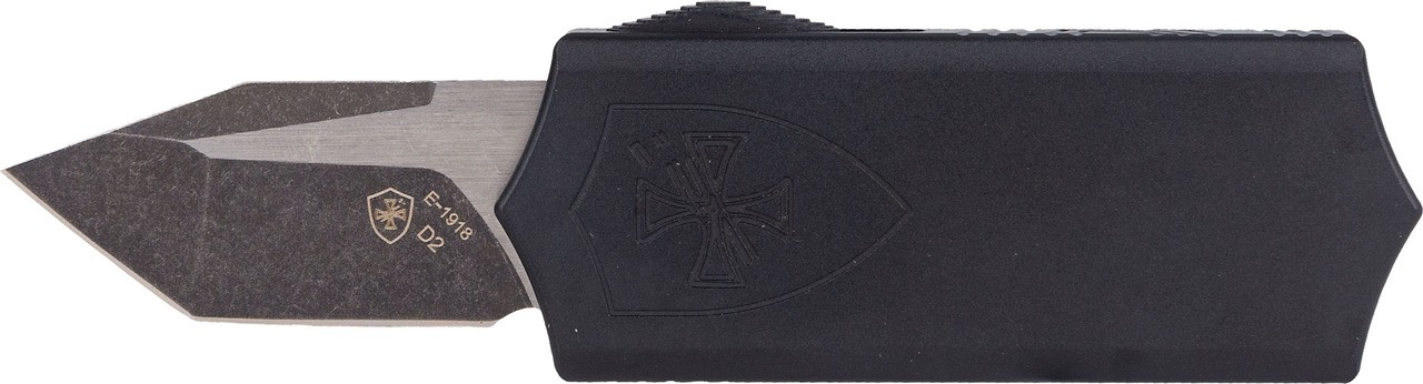 Templar Knife  Excalibur Money Clip 1.90" OTF Plain Black Oxide Stonewashed Powder Coated D2 Steel Blade, 3.37" Black Aluminum Handle