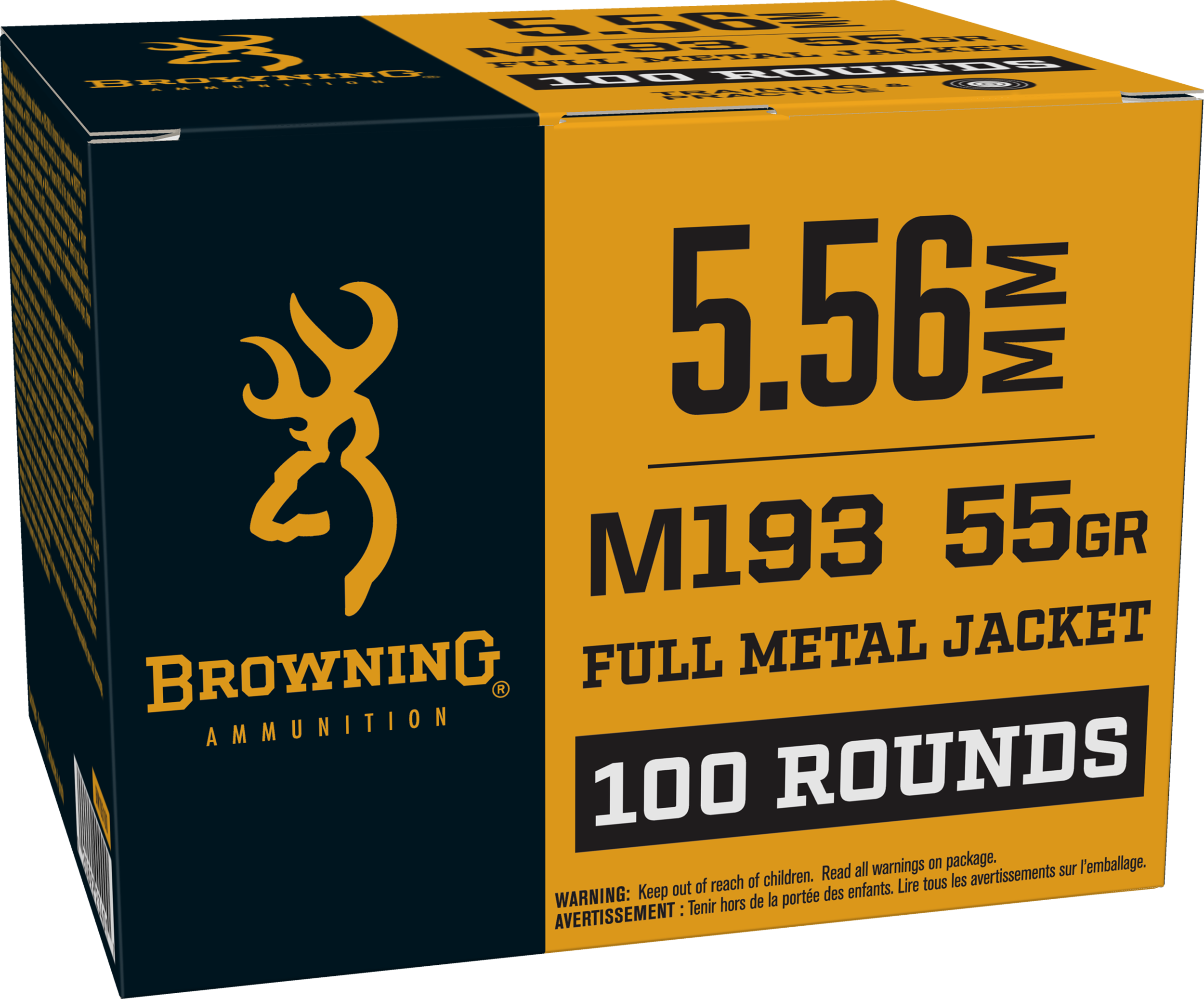 Browning M193 5.56x45 Nato Full Metal Jacket 55 Grain 100 Rounds