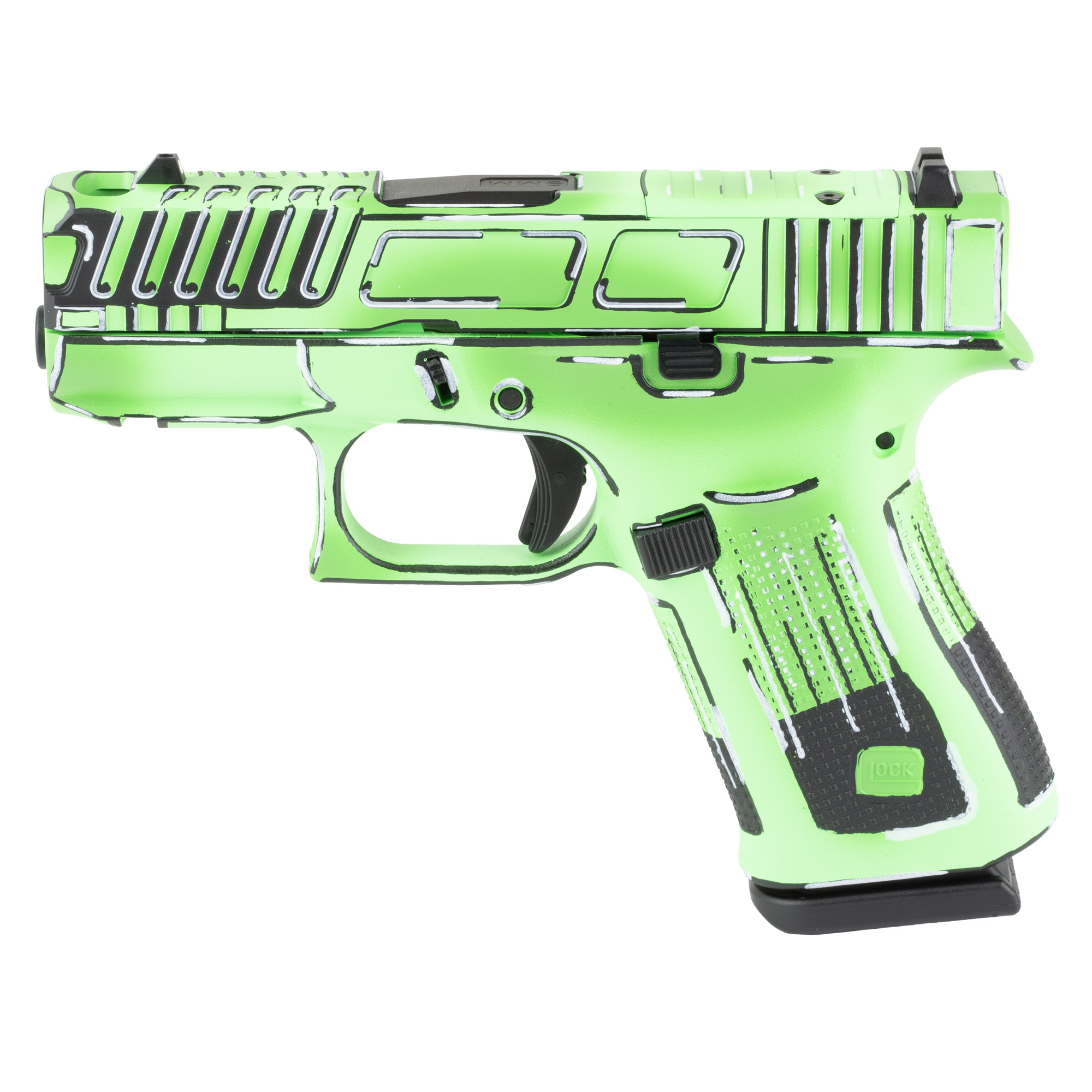 Glock 43X Comp 9mm Luger 3.41 inch Barrel 10 Rounds Anime Green Cerakote
