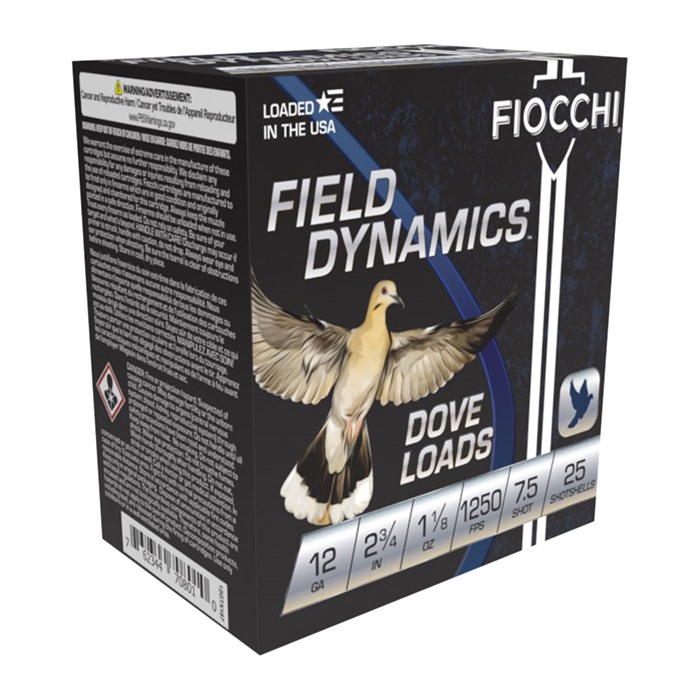 Fiocchi Dove & Quail 12 GA 2-3/4" 1-1/8oz #7.5 Shot 250ct Case