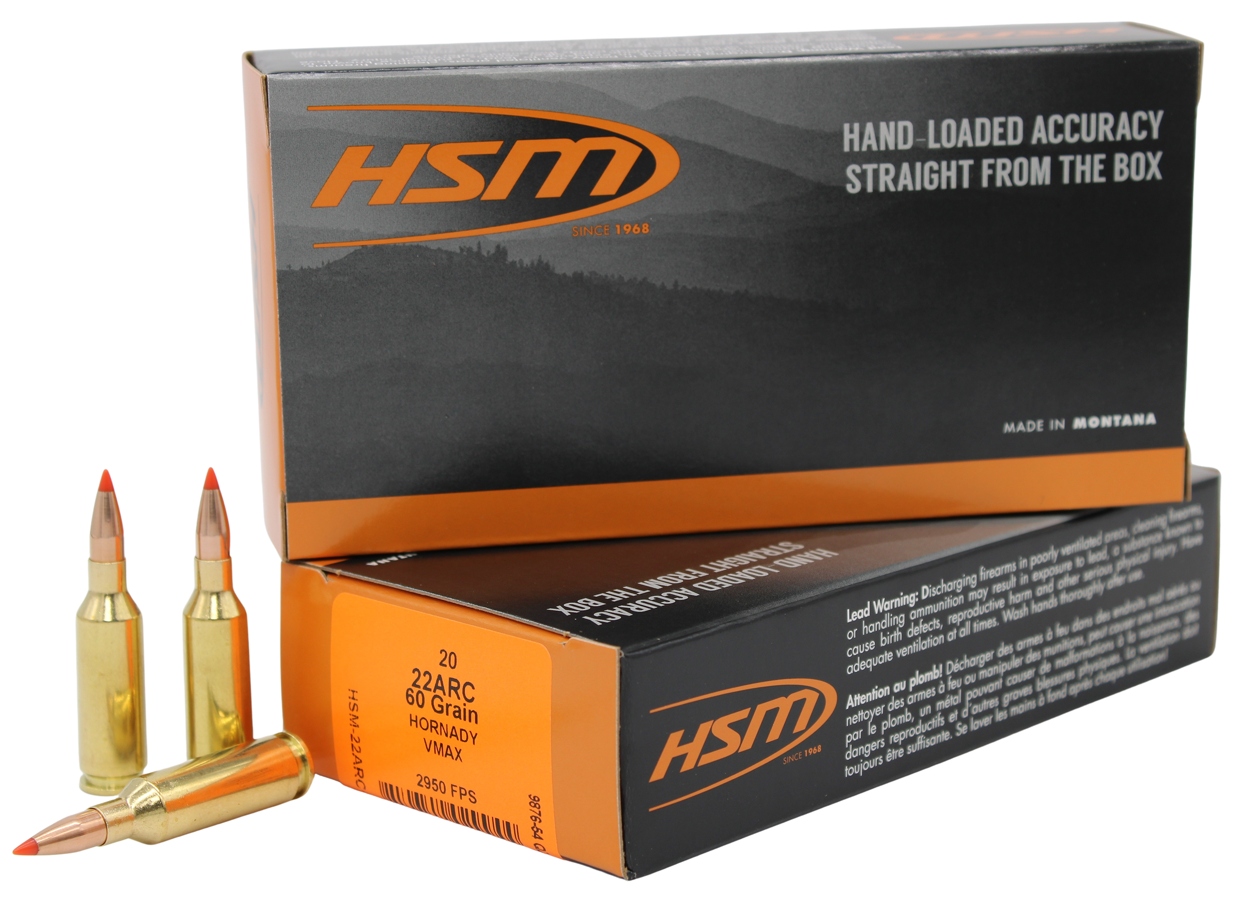 HSM, Varmint, 22 Advanced Rifle Cartridge, V-Max, 60 Grain, 20 Rounds