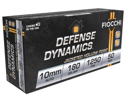 Fiocchi, Defense Dynamics, 10mm Auto, Jacketed Hollowpoint, 180 Grain, 50 Rounds