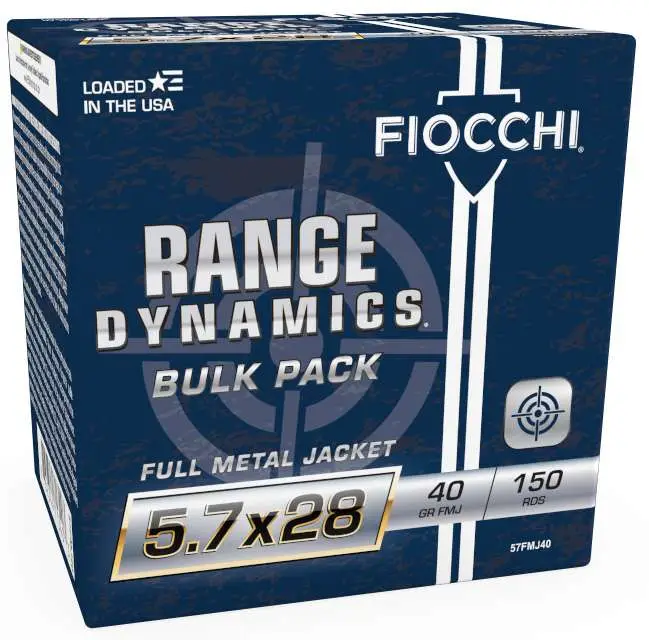 Fiocchi Range Dynamics 5.7x28mm Full Metal Jacket 40 Grain 150 Rounds