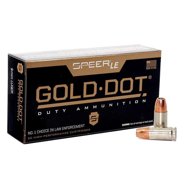 Speer, Gold Dot Le Du, 9mm Luger, Gold Dot Hollow Point, 147 Grain, 50 Rounds