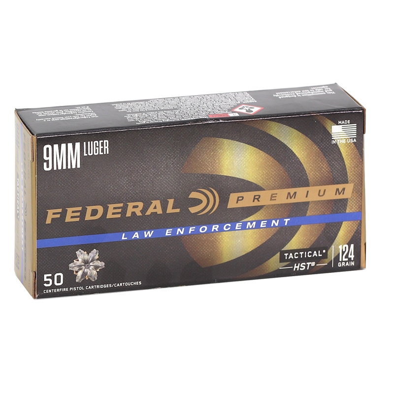 Federal, Le, 9mm Luger, Hst Jacketed Hollow Point, 124 Grain, 50 Rounds