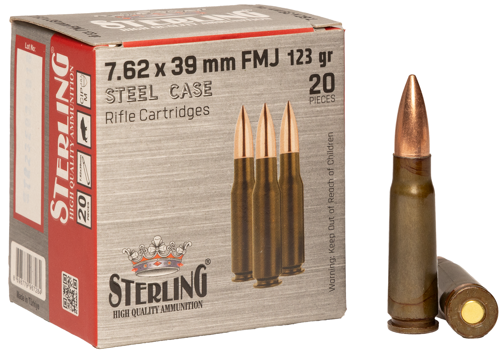 Sterling 8698779967284 7.62x39mm 123gr Full Metal Jacket 20 Per Box/50 Case