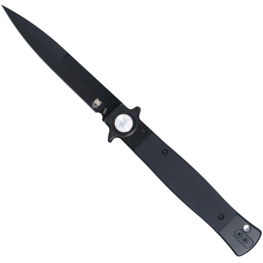 COBRATEC STILETTO BUTTON LOCK BLACK G10 BLACK BLADE