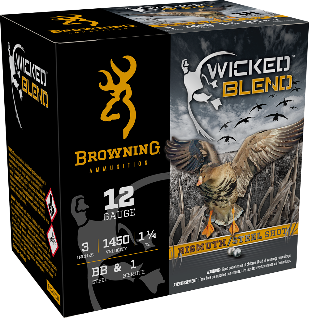 Browning BRNA, 12 Gauge, BB and 1BI shot, one and a quarter ounce, 25 Rounds