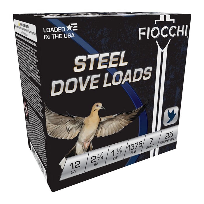 Fiocchi Dove & Quail Steel 12 GA 2-3/4" 1-1/8oz #7 Shot 250ct Case