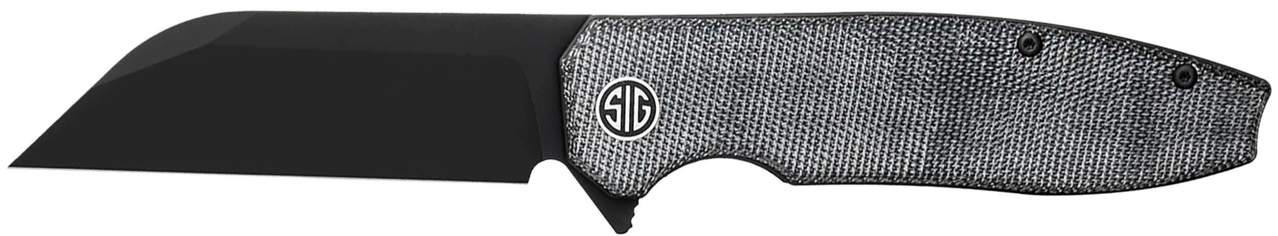 Sig Sauer Knives KA8BB Karak  3.25" Folding Wharncliffe Plain Black PVD Nitro-V Blade, 4" Salt & Pepper Micarta Handle