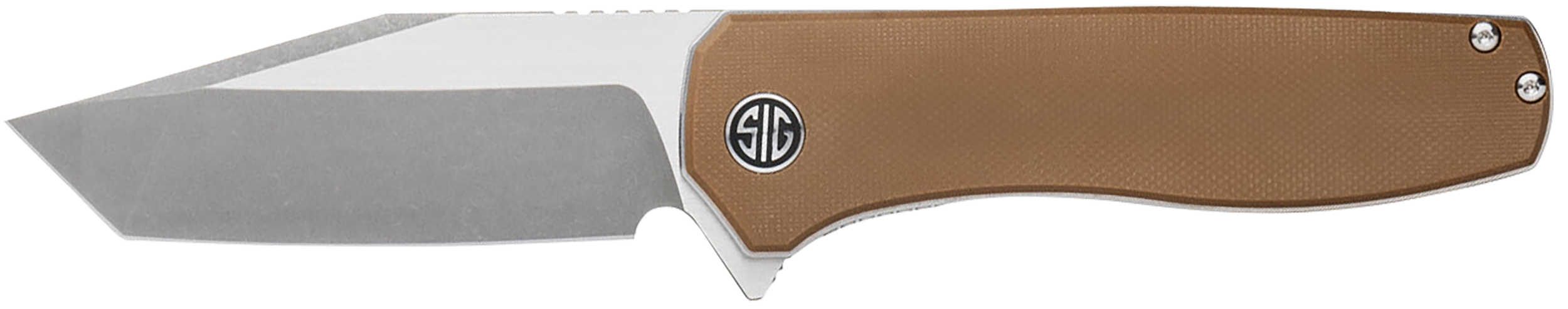 Sig Sauer Knives XI SBRN Xiphos  3.40" Folding Modified Tanto Plain Dark Acid Stonewash/Satin Nitro-V Blade, 4.20" Coyote Brown G10 Handle