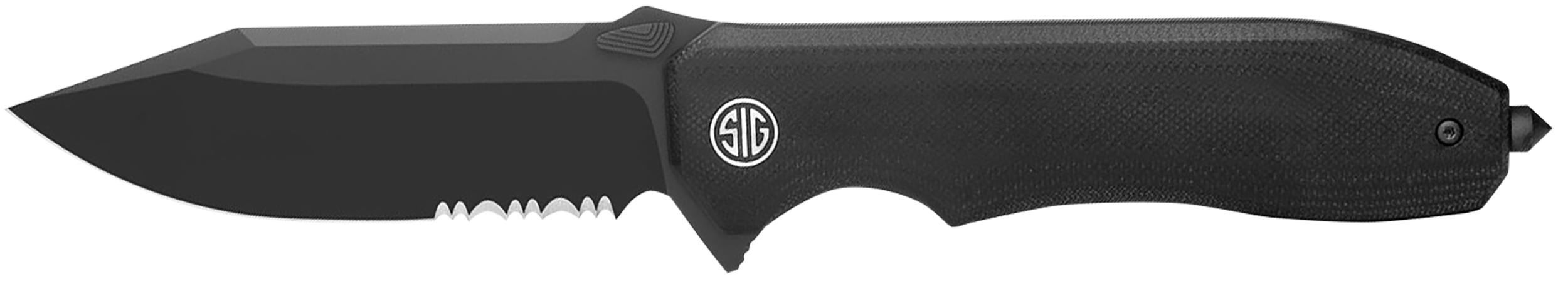 Sig Sauer Knives VA9BBS Validus  3.78" Folding Drop Point Part Serrated Black PVD M390 Steel Blade, 4.76" Black Textured G10 Handle