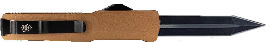 Templar Knife MAAB121 Premium LW  Slim 3.25" OTF Dagger Plain Black Oxide Stonewashed Powder Coated D2 Steel Blade, 5" Bronze Anodized Aged Aluminum Handle