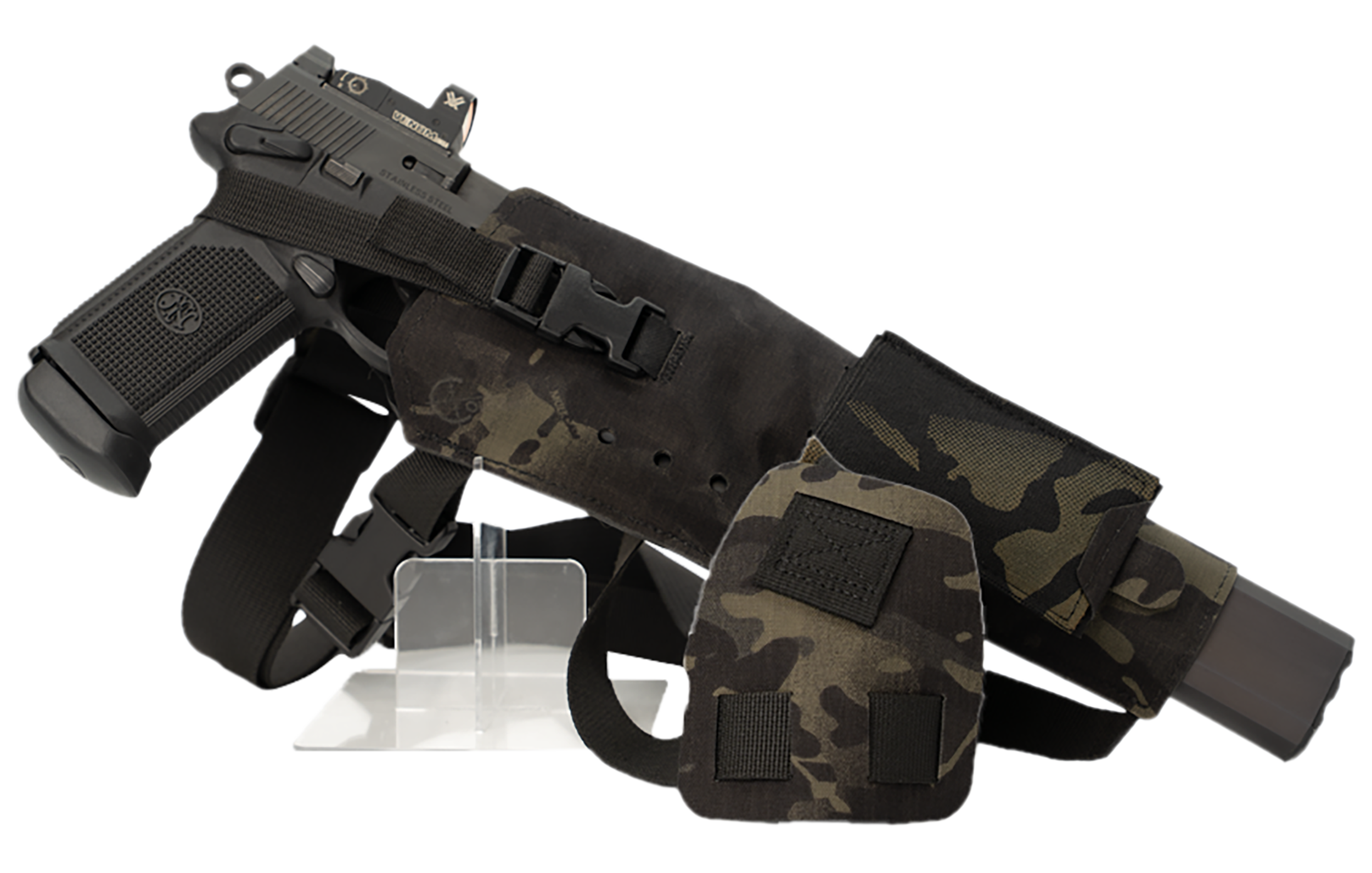 Cole-tac VWX110 Varmint Wrangler XL Pistol Holder Chest MultiCam Black Left Hand