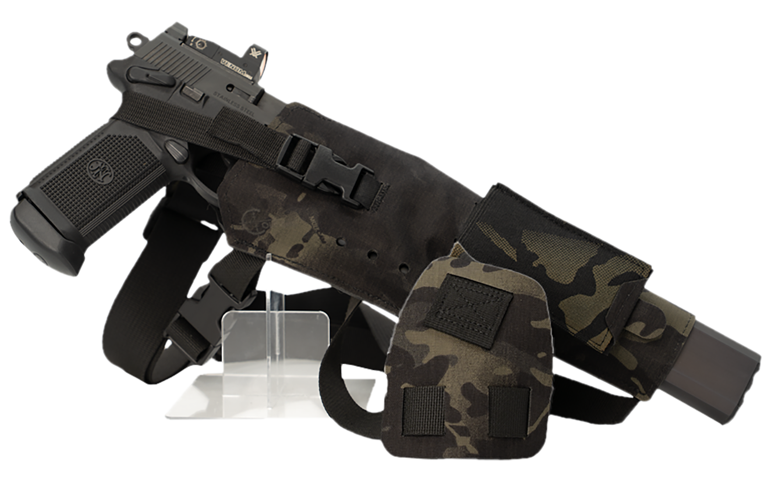 Cole-tac VWX109 Varmint Wrangler XL Pistol Holder Chest MultiCam Black Right Hand