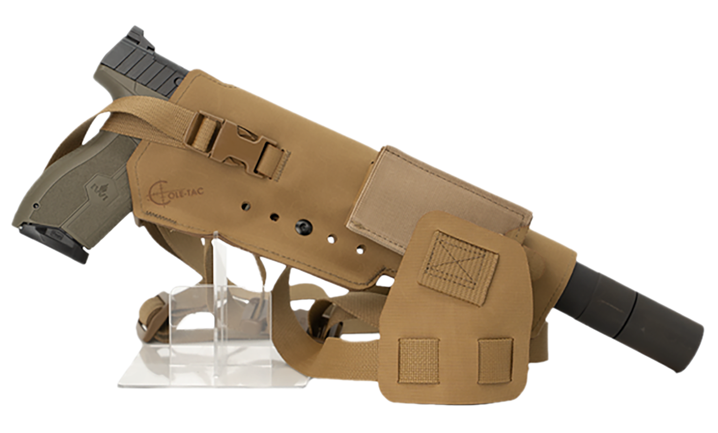 Cole-tac VWX104 Varmint Wrangler XL Pistol Holder Chest Coyote Brown Left Hand
