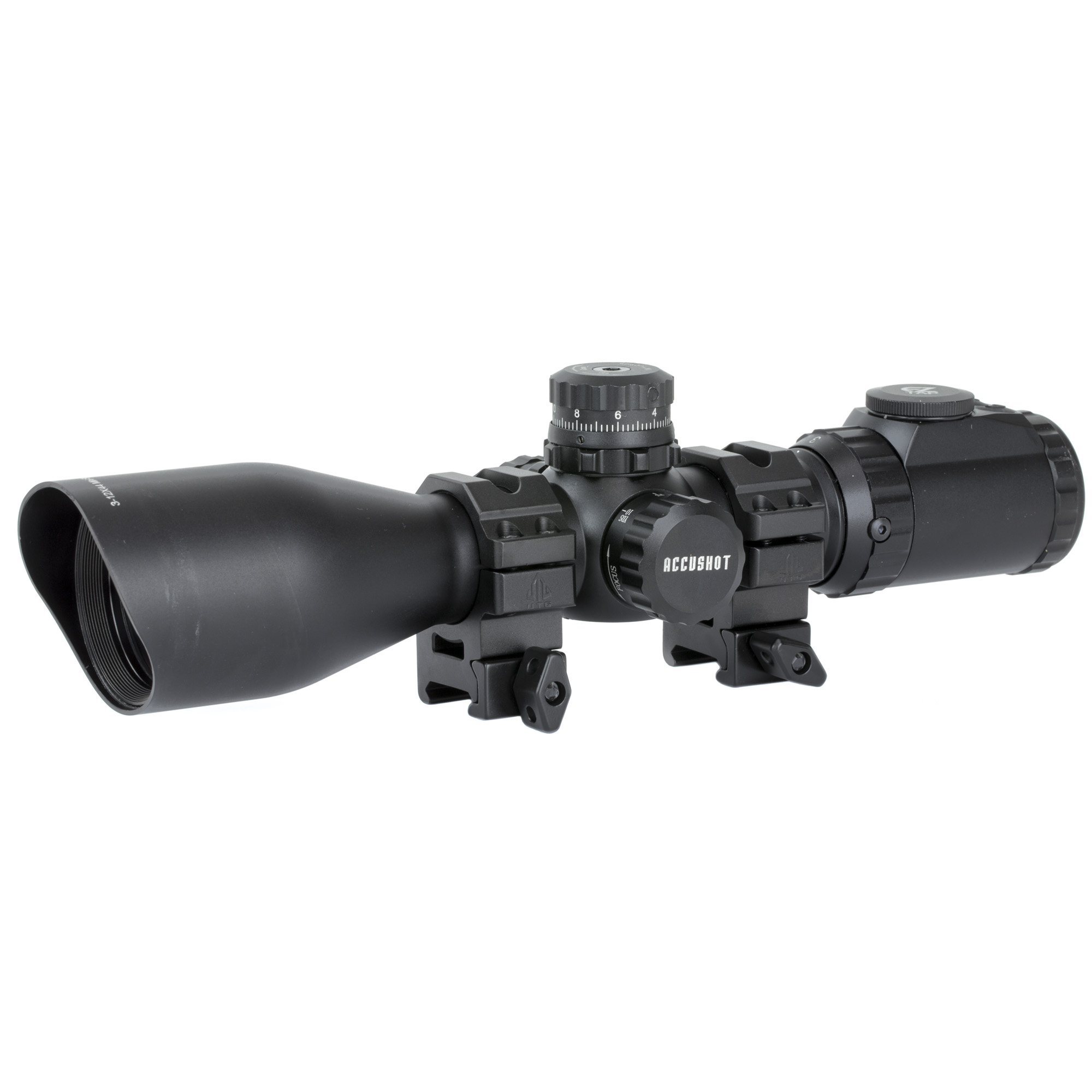 UTG Pro Accushot 3-12x44 SWAT Compact Ie Scope with Mil-Dot Illuminated Reticle Rings 30mm