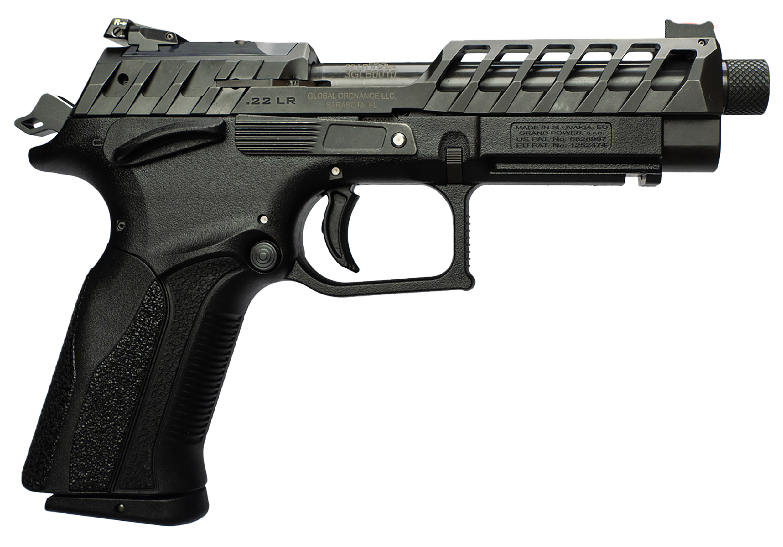 Grand Power 8588005808682 K22 X-Trim Mk23 22 LR 10+1 4.25" Black Barrel, Black Optic Cut/Serrated Slide, Black Steel Frame w/Beavertail, Interchangeable Backstrap Grip