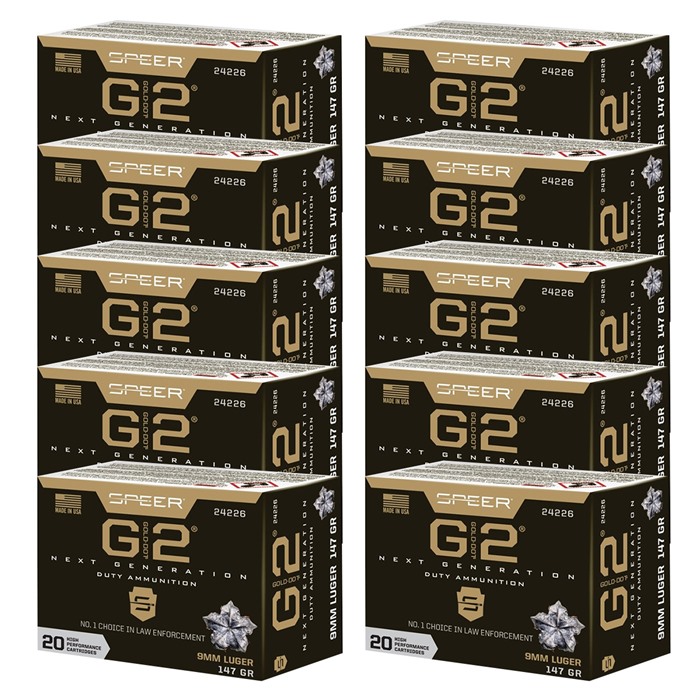 Speer Gold Dot G2 9mm Luger 147 gr Hollow Point 200-Round Case