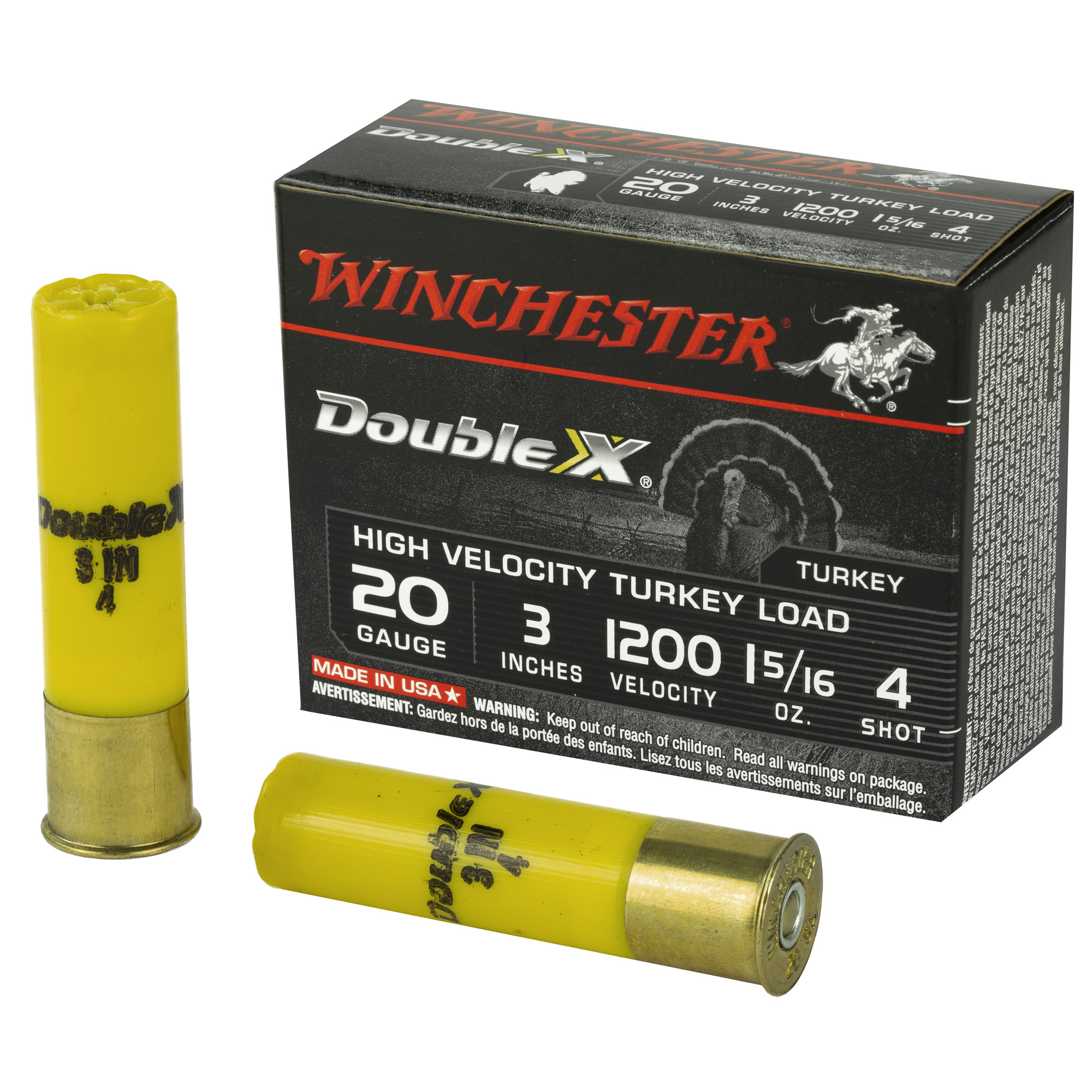 Winchester, Double X High Velocity Turkey Load, 20 Gauge, copper plated lead shot, 1 5/16 oz, 10 Rounds