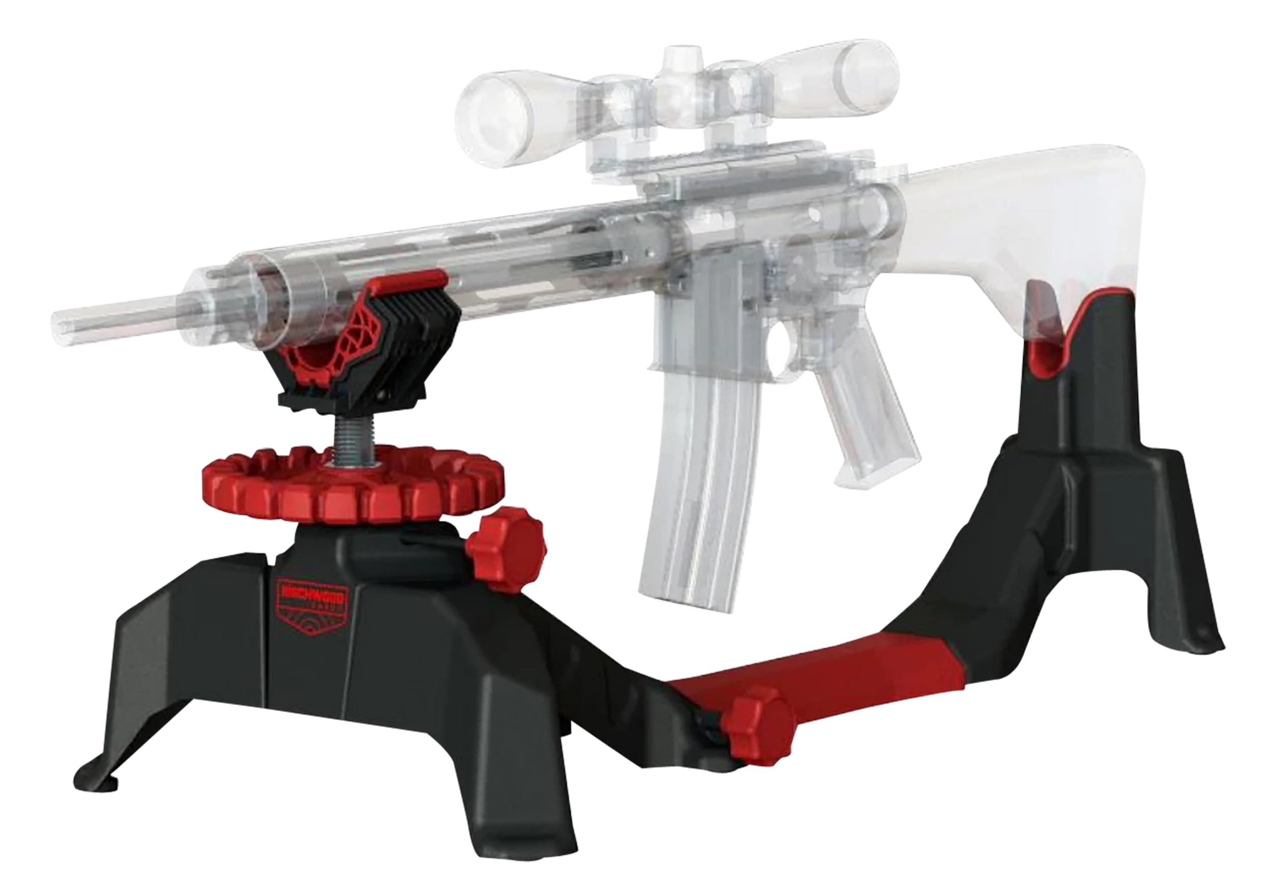 Birchwood Casey ASR Alpha Shooting Rest Black Steel/Red Accents, Non-Slip Rubber Feet, Windage & Elevation Adjustments, Bullseye Bubble Level                                                           