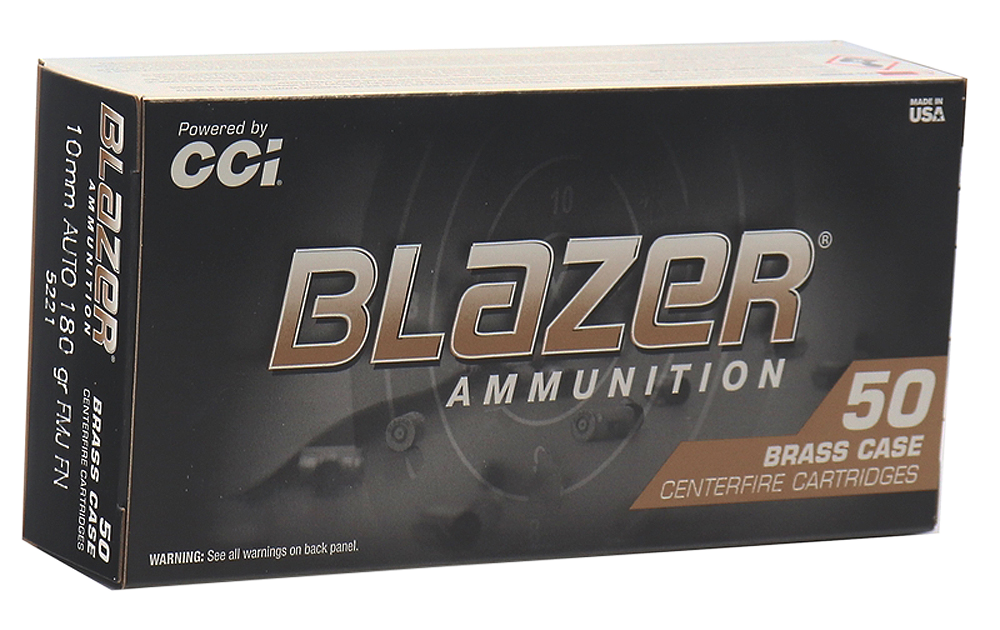 CCI Blazer Brass Handgun Ammo 10mm 180 gr. FMJ FN 50 rd.