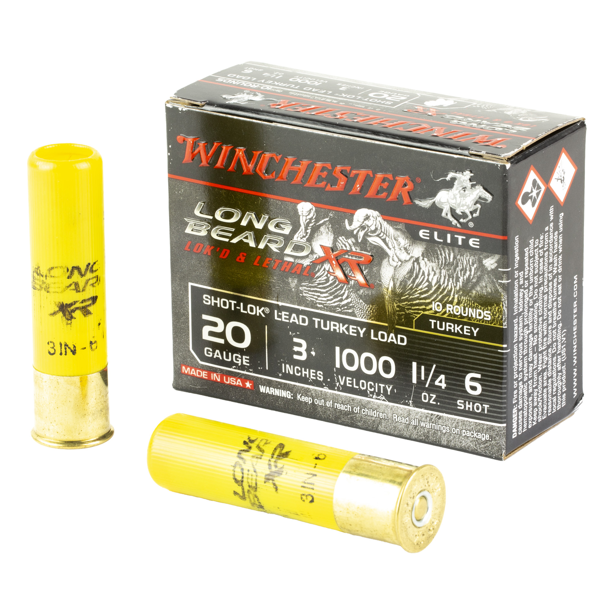 Winchester Long Beard XR Shot Lok Load 20 Gauge Lead One and a Quarter Ounce Six Shot 10 Rounds