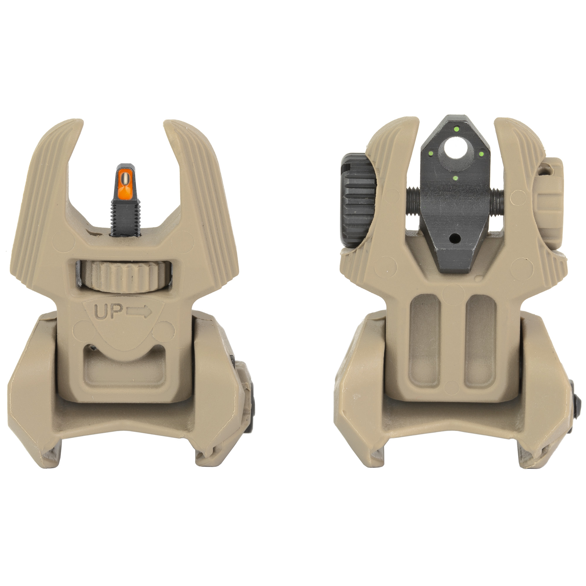Meprolight FRBS AR-15 Flip Up Sights Desert Tan Orange Front Green Rear Matte Picatinny