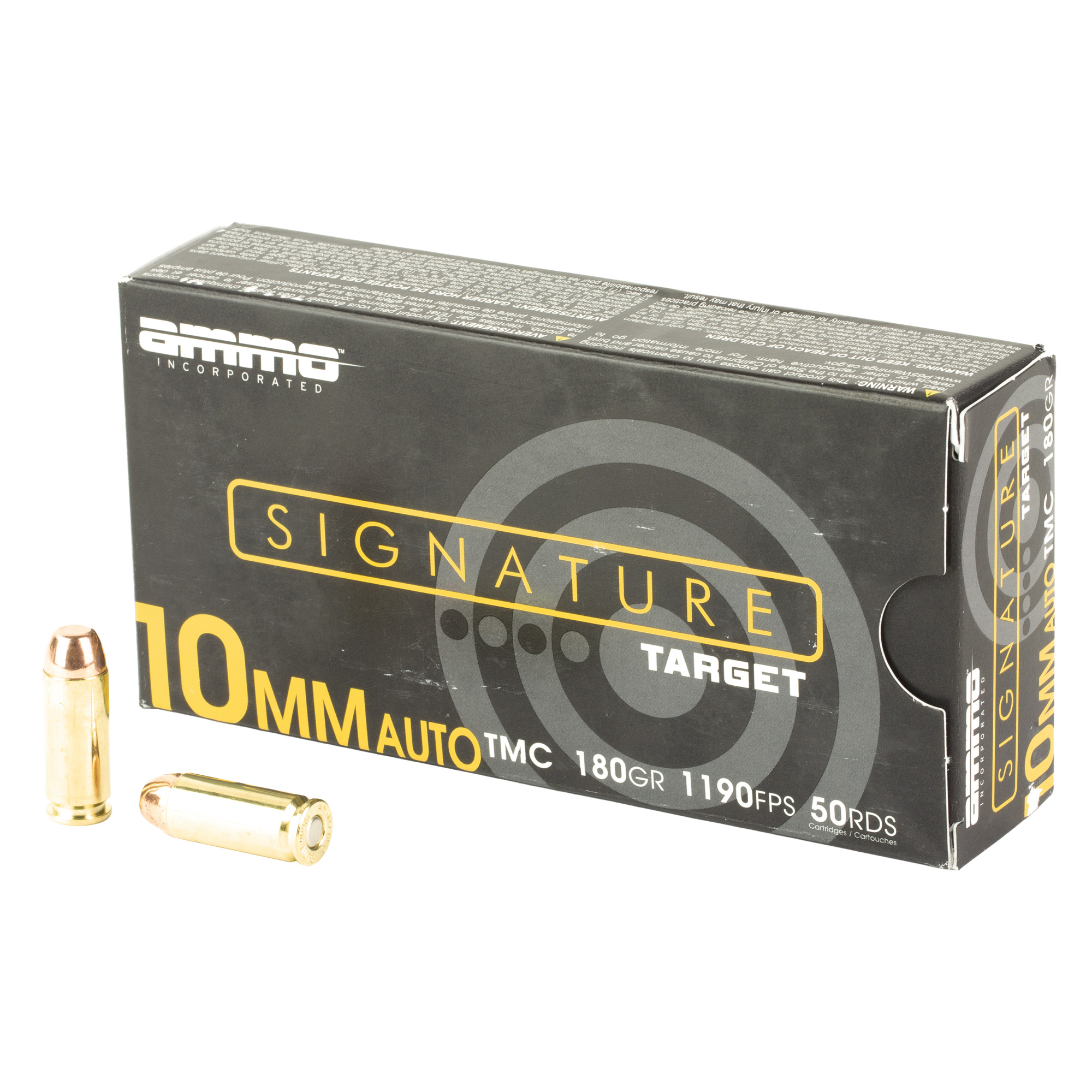 Ammo Inc 10180TMCA50 Signature  10mm Auto 180gr Total Metal Case 50 Per Box/20 Case