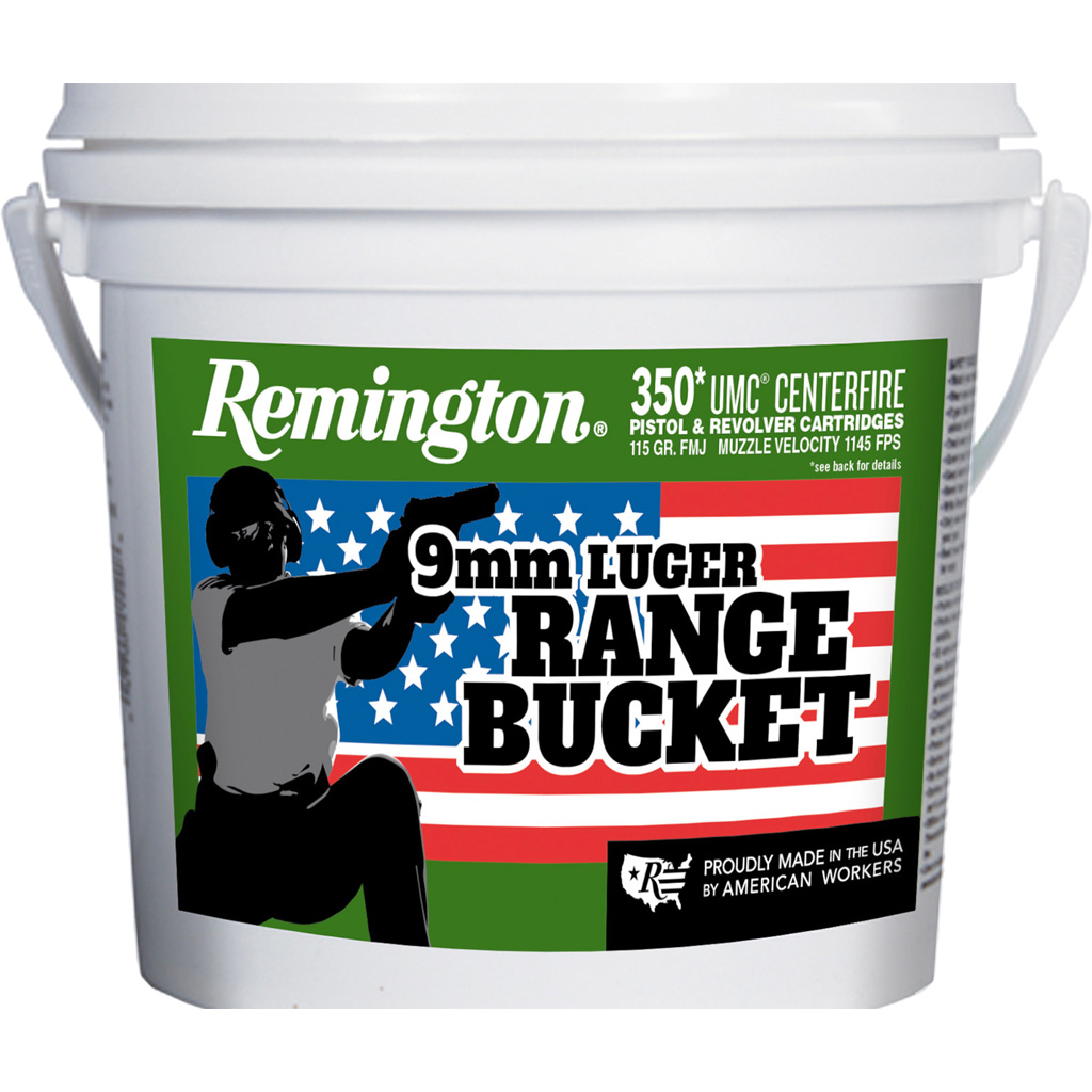 Remington Range Bucket UMC Pistol Ammo 9mm Full Metal Jacket 115 Grain 350 Rounds