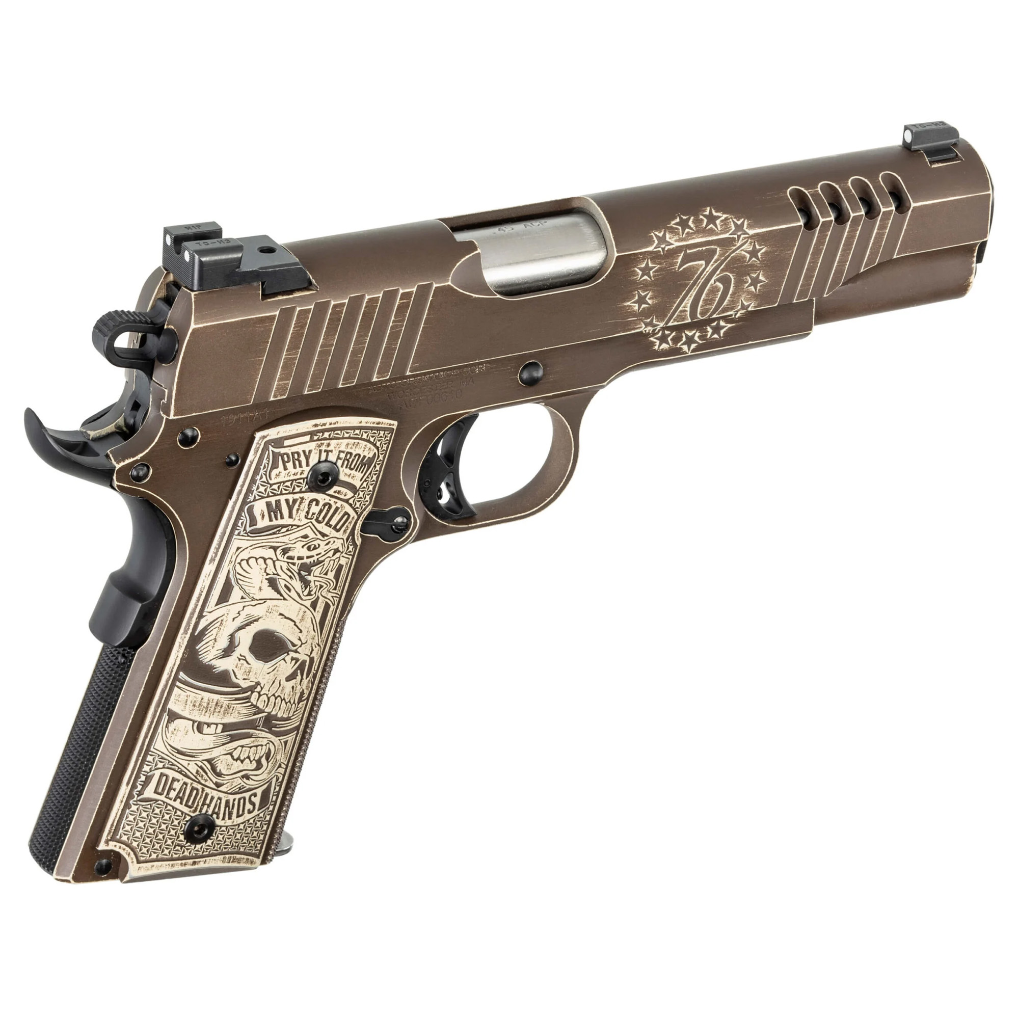 Auto Ordnance 1911TCAC16 45 ACP 5in 7rd Stainless Cold Dead Hands Engraved
