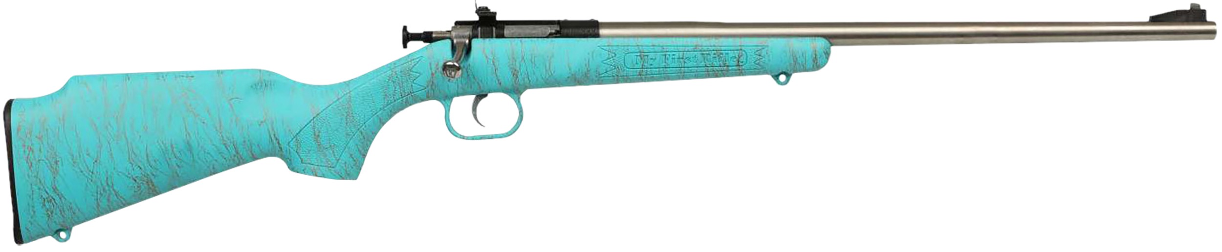 Crickett KSA2446 Gen2  Youth 22 LR 1rd 16.13" Stainless Single Shot Barrel, Stainless Steel Receiver, Blue w/Gold Webbing Fixed Synthetic Stock