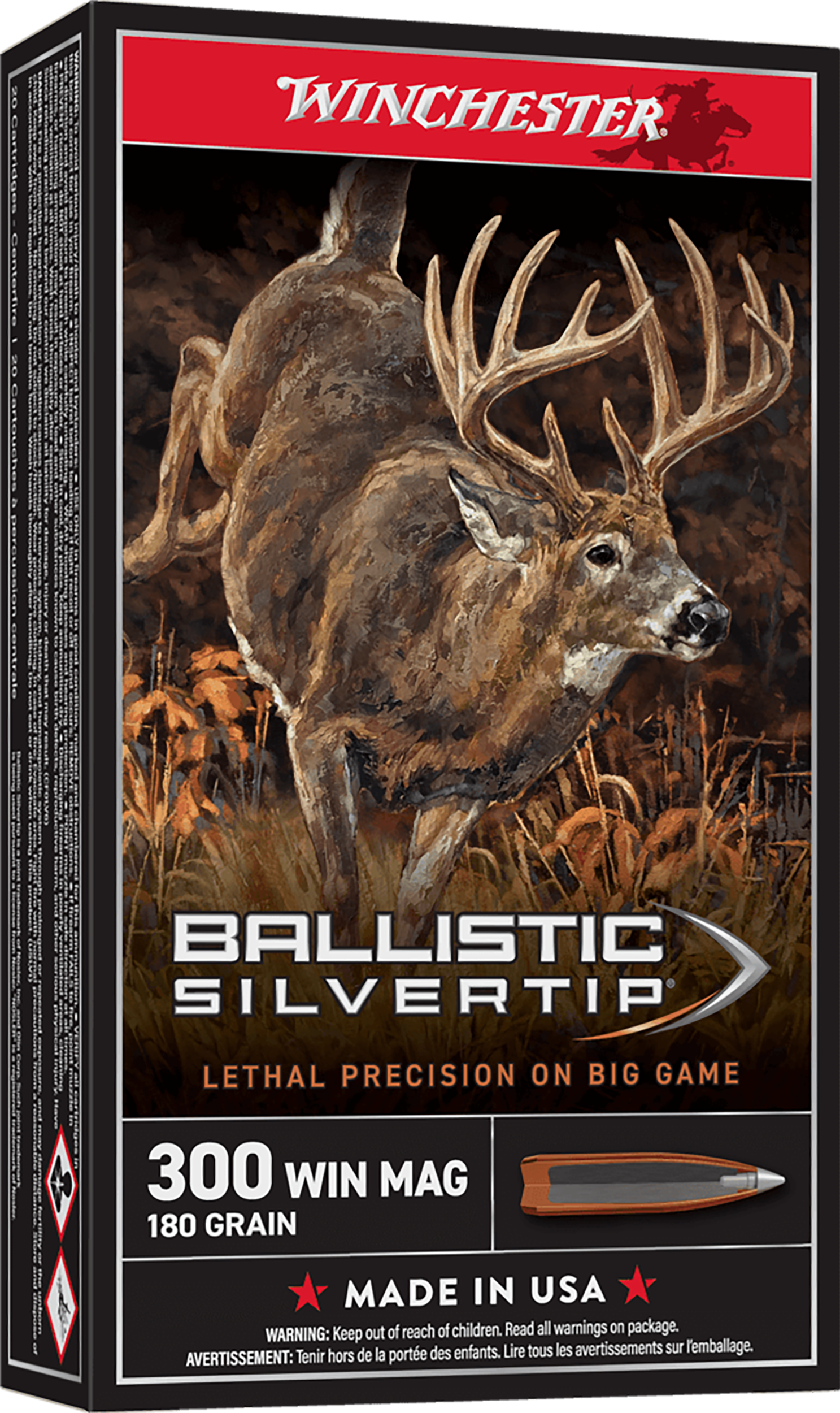 Winchester Ballistic Silvertip 300 Winchester Magnum Ballistic Silvertip Polymer Tip 180 Grain 20 Rounds