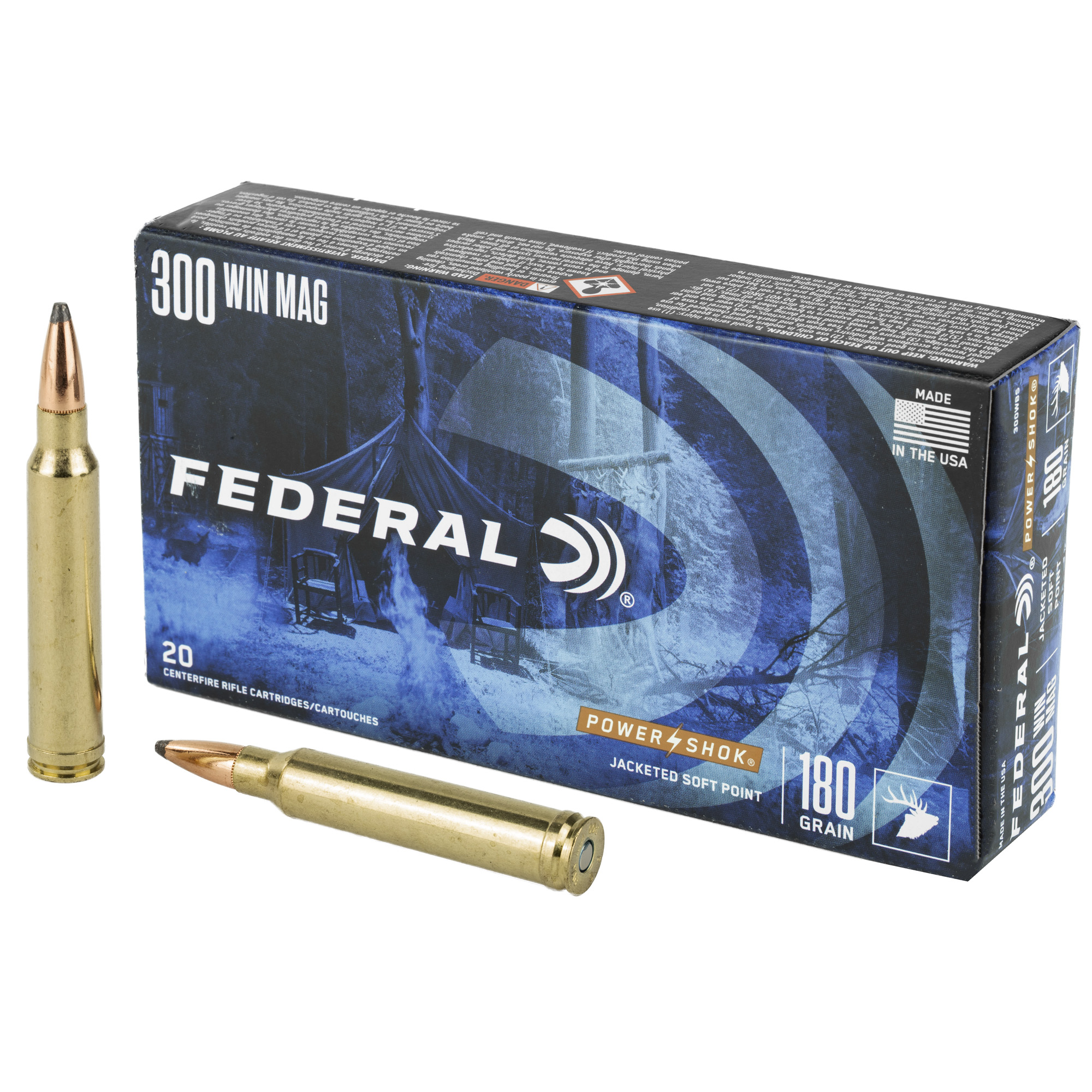 Federal Power-Shok Rifle Ammo 300 Win Mag 180 gr. Jacketed Soft Point 20 rd.