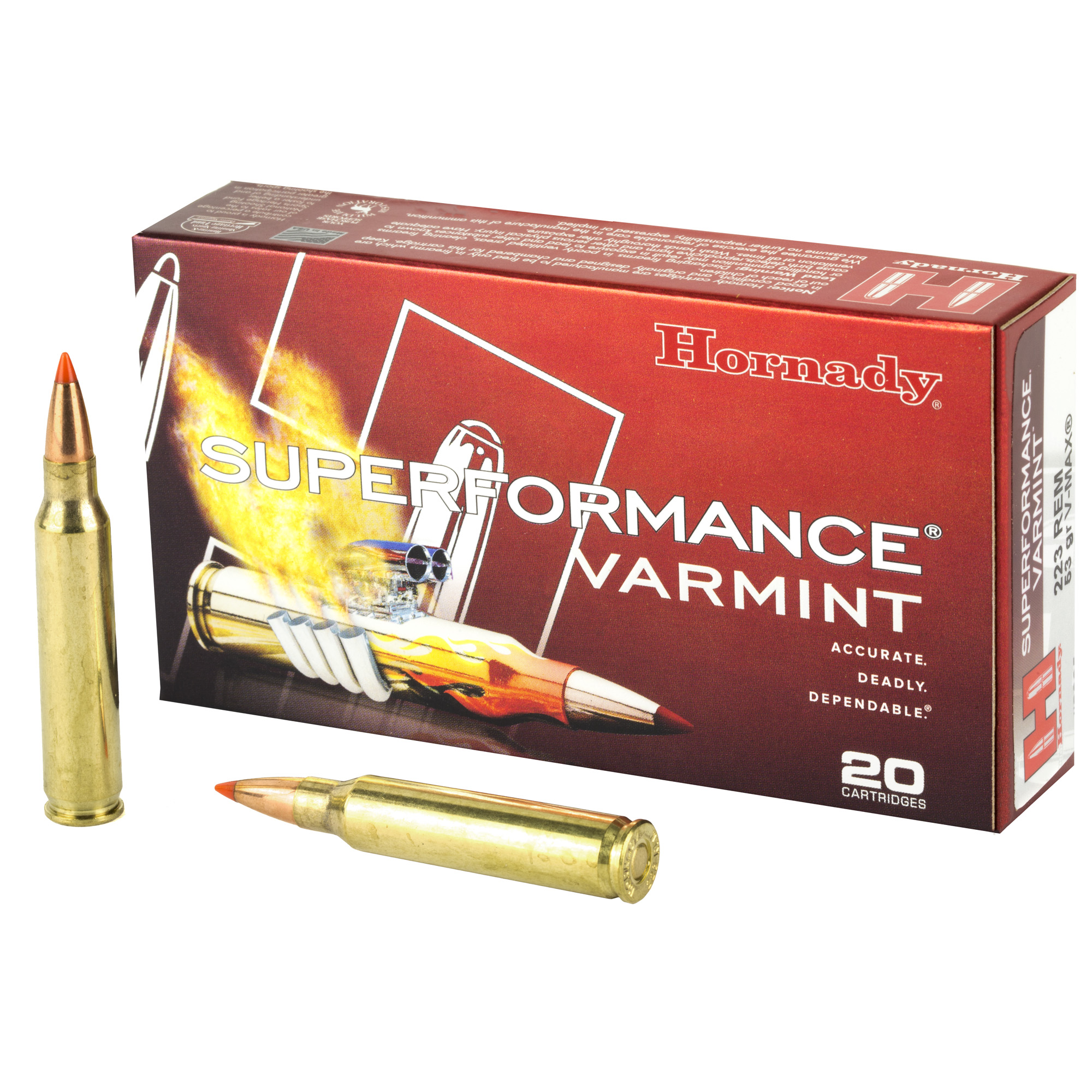 Hornady Superformance Varmint Rifle Ammo 223 Rem. 53 gr. V-Max 20 rd.