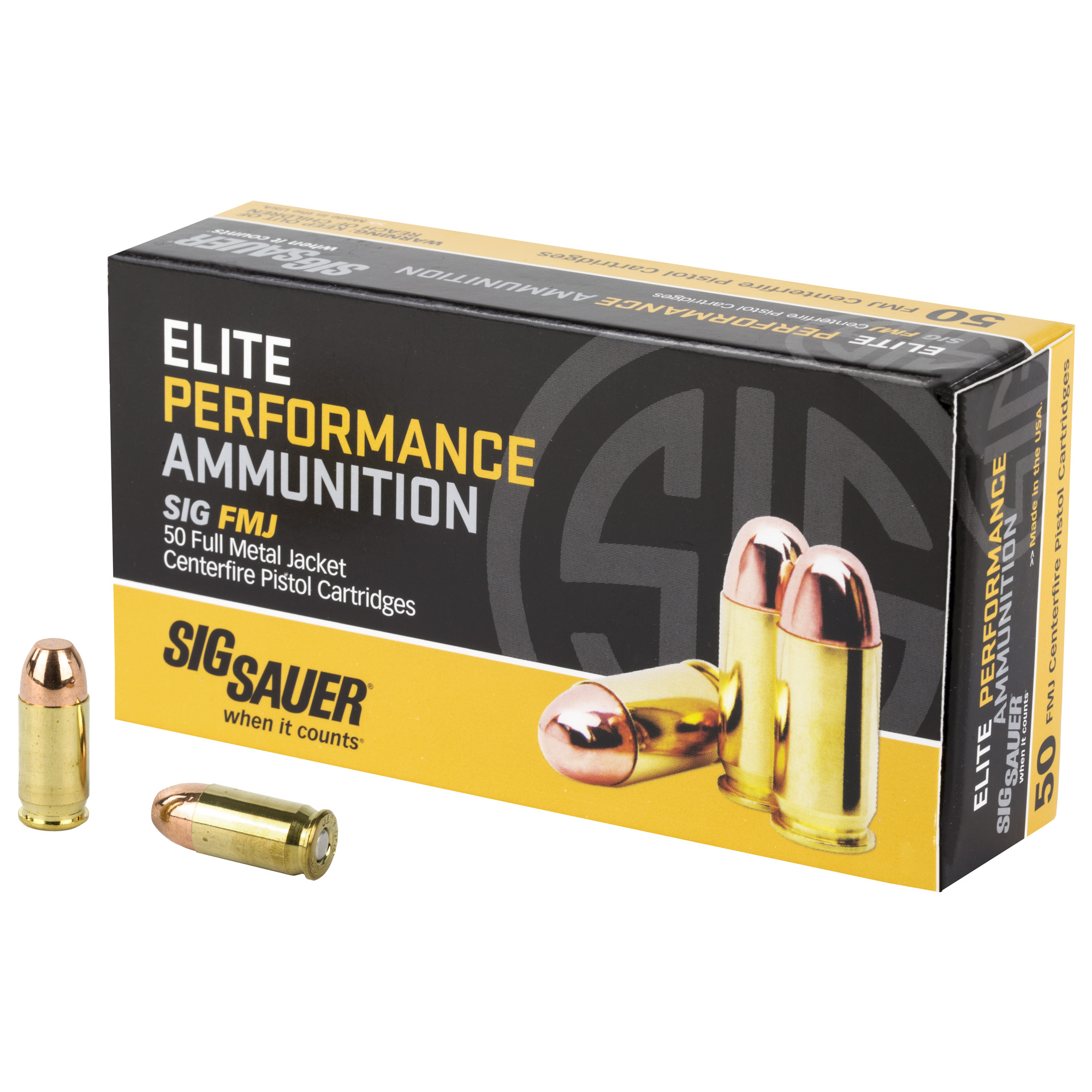 Sig Sauer E380B150 Elite Ball  380ACP 100gr Full Metal Jacket 50 Per Box/20 Case