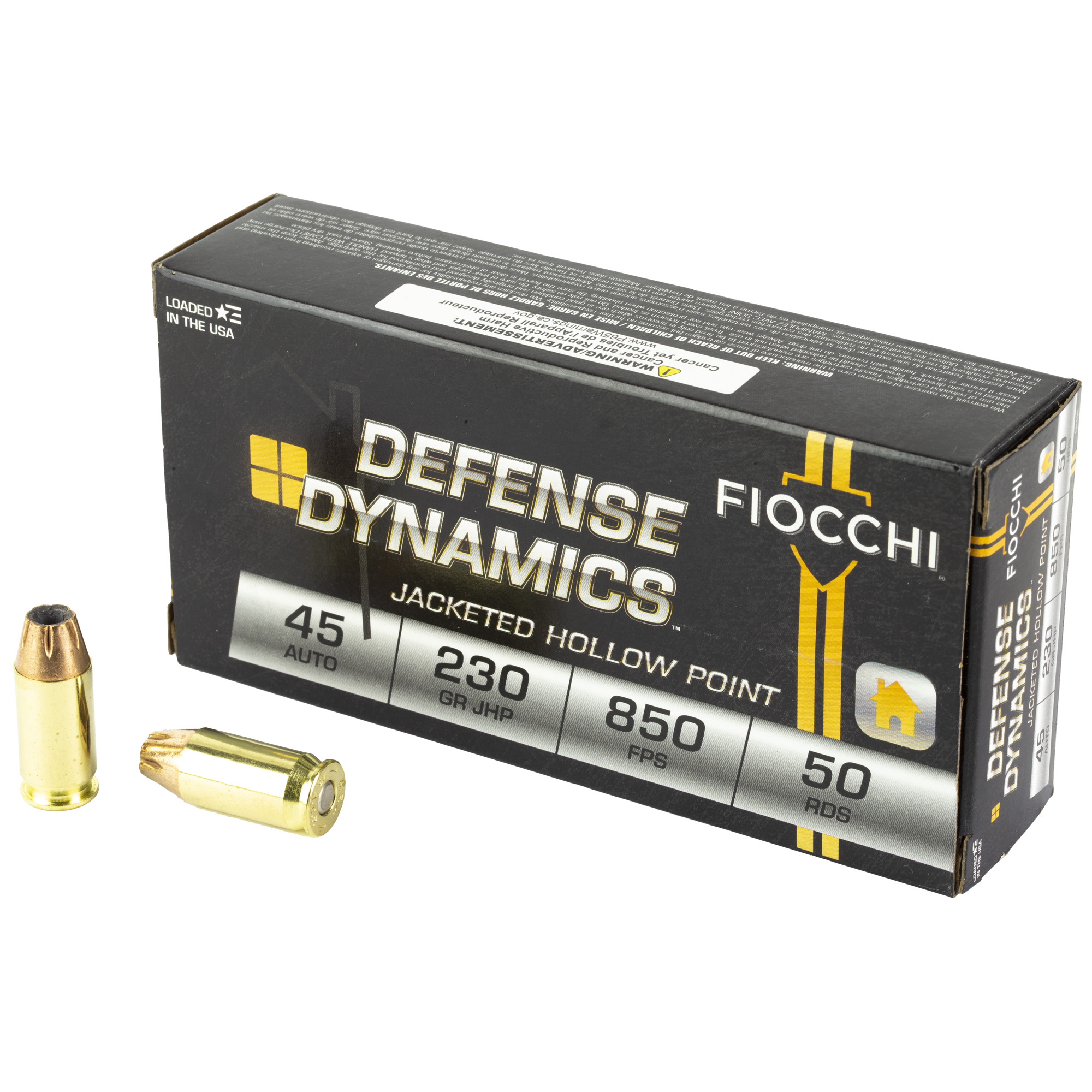 Fiocchi Defense Dynamics 45 ACP Jacketed Hollow Point 230 Grain 50 Rounds