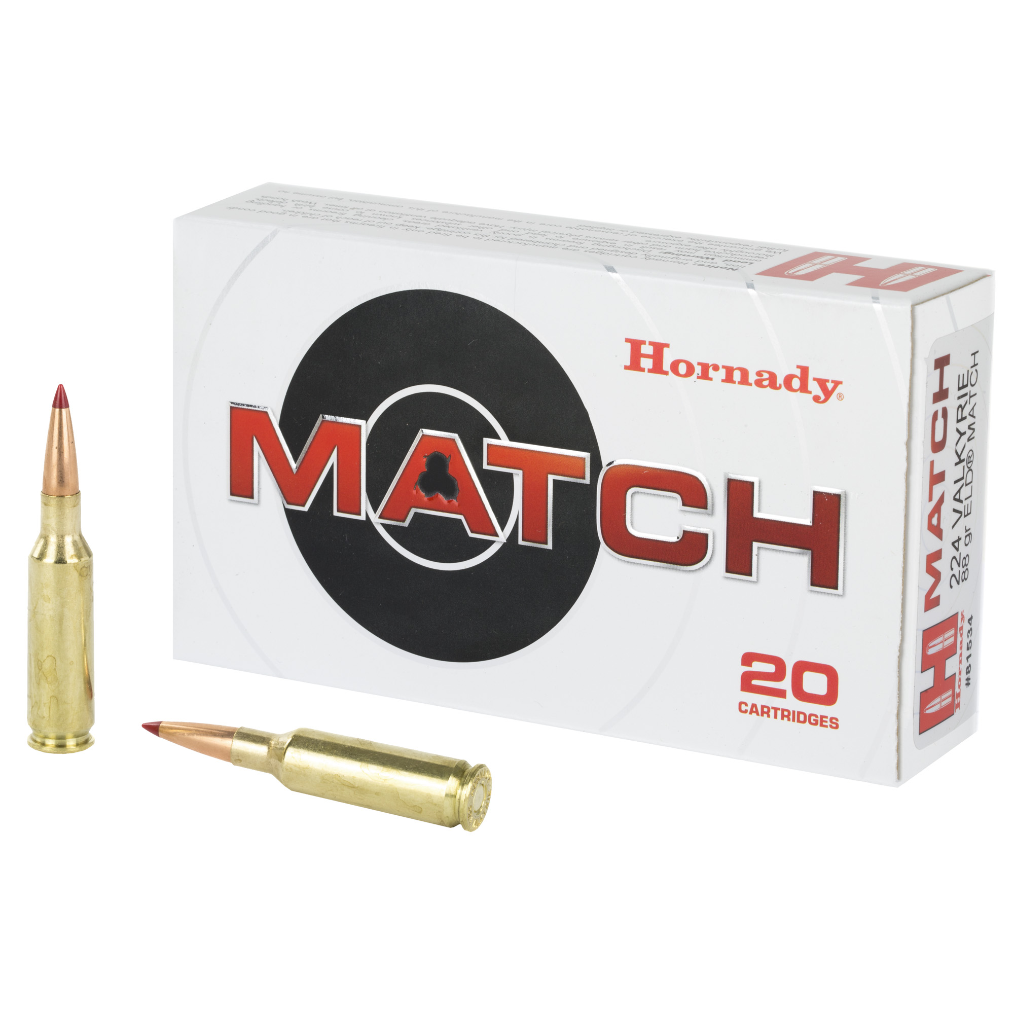 Hornady Match Rifle, 224 Valkyrie, Eld Match, 88 Grain, 20 Rounds