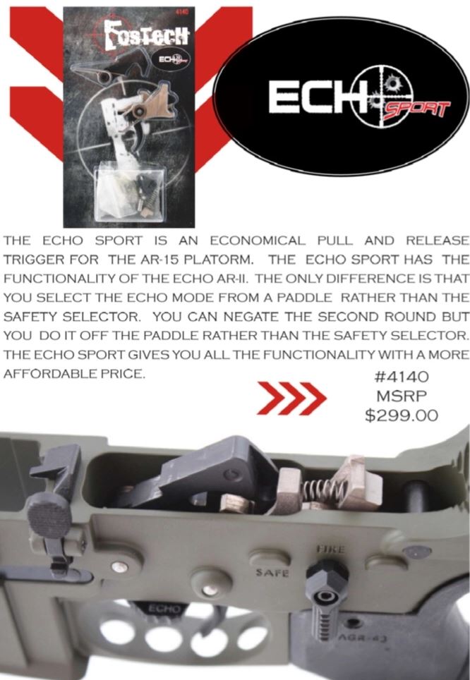 Fostech Echo Sport Trigger AR-15 Drop-In Side Paddle Single Echo Mode