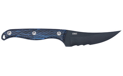 CRKT 2709B Clever Girl  4.60" Fixed Veff Serrated Black Powder Coated SK-5 Steel Blade, Blue Marbled G10 Handle