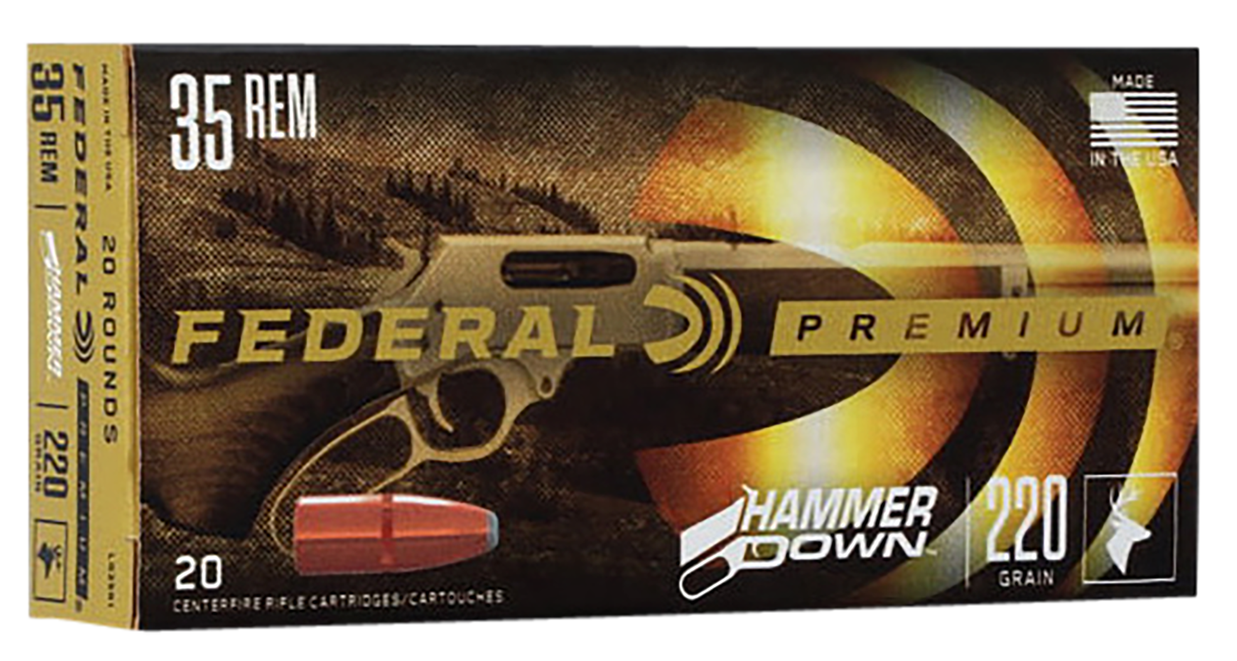 Federal, HammerDown, 35 Remington, Bonded Hollow Point, 220 Grain, 20 Rounds