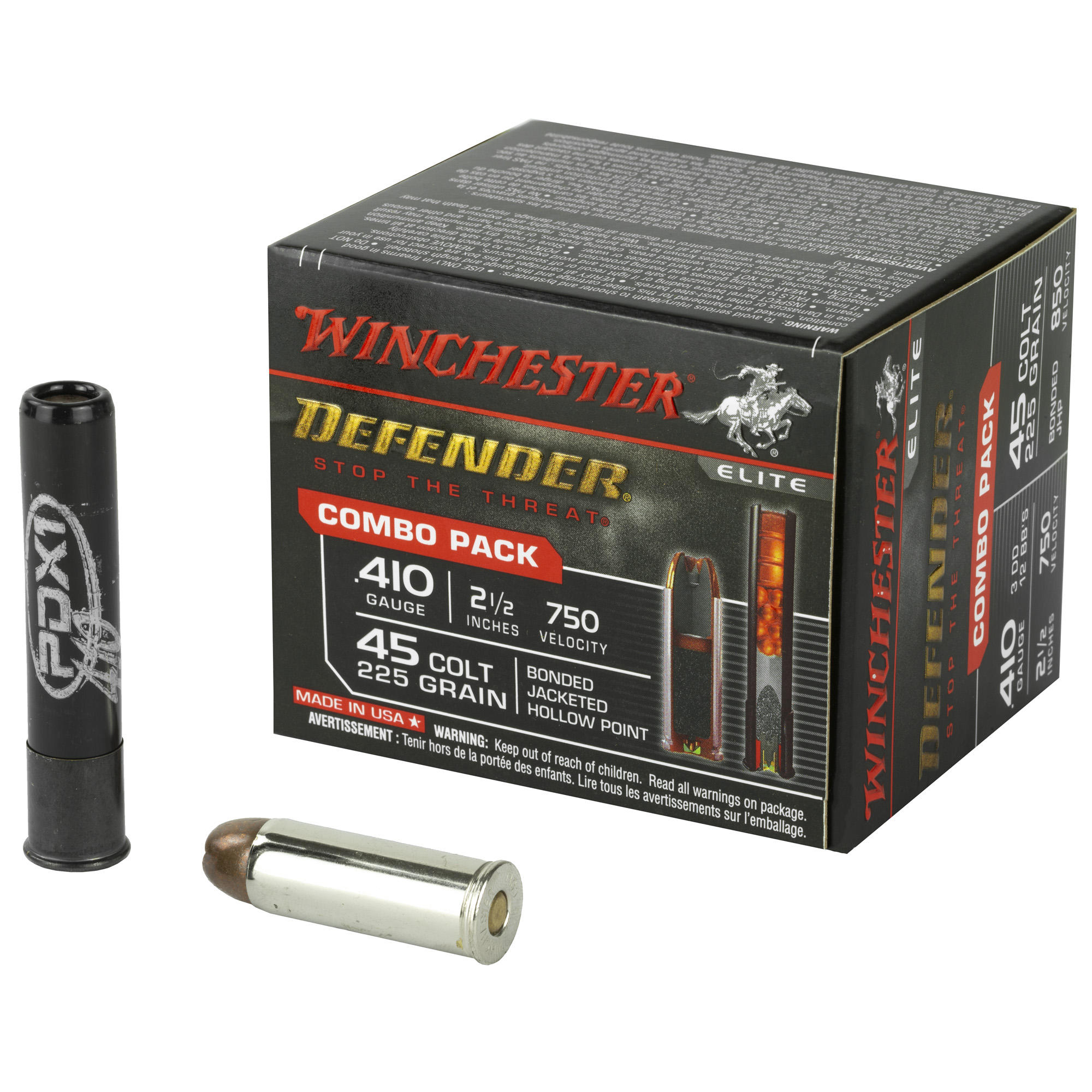 Winchester Pdx1 Defender 410/45 Colt Grex 1/2 Ounce Hollow Point 225 Grain 20 Rounds