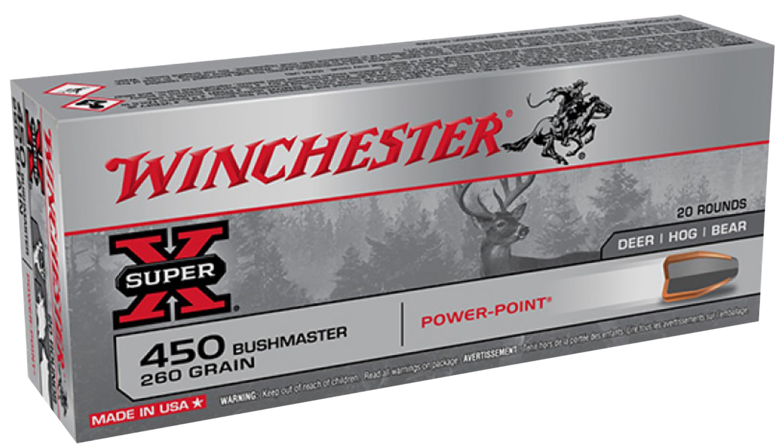 Winchester Super X 450 Bushmaster Power Point 260 Grain 20 Rounds
