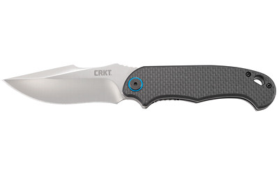 CRKT 7920 P.S.D.  3.63" Folding Plain Satin 4116 Stainless Steel Blade/ Black Carbon Fiber/G10 Handle Includes Pocket Clip