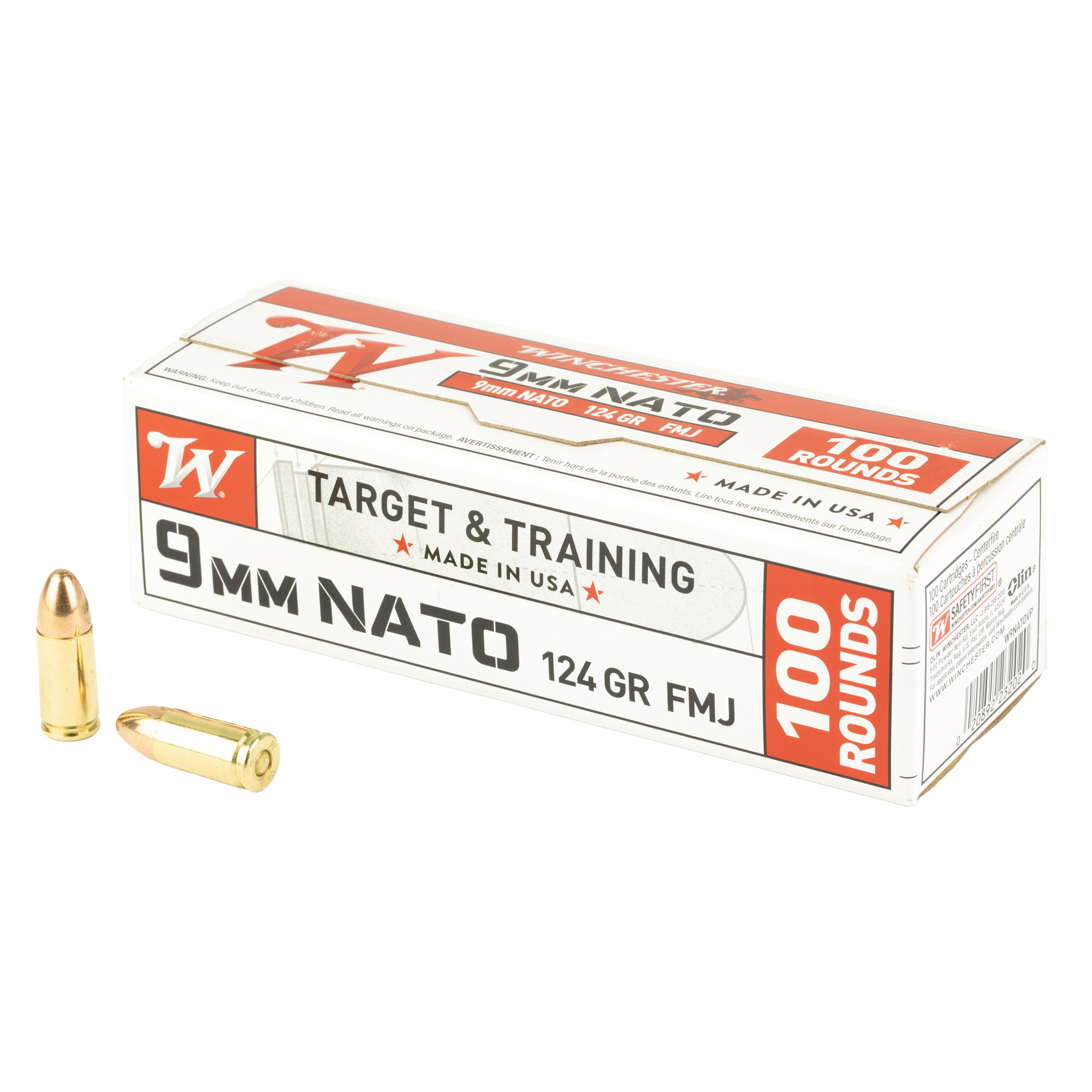 Winchester, Usa White Box, 9mm Luger, Full Metal Jacket, 124 Grain, 100 Rounds