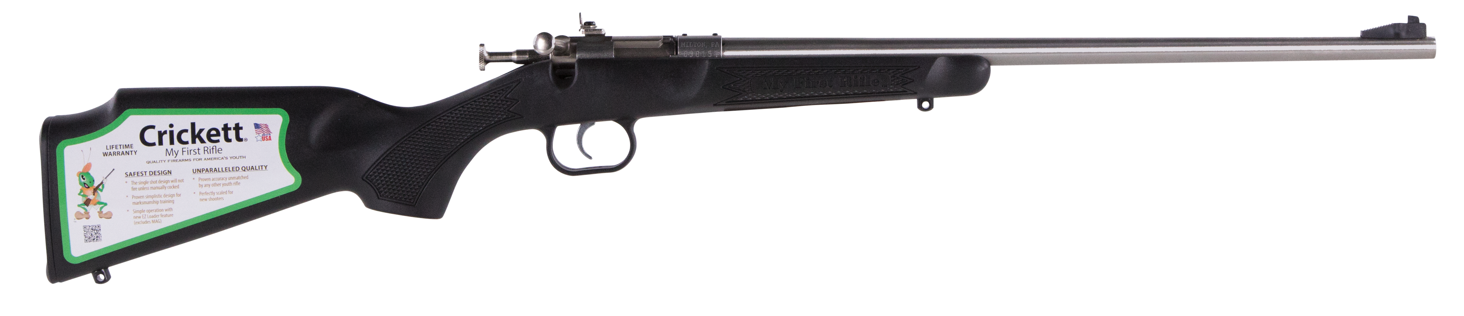 Crickett KSA2295 Youth  22 WMR 1rd 16.12" Blued Barrel & Receiver, Fixed Front/Adjustable Rear Peep Sights, Black Synthetic Stock w/11.5" LOP, Rebounding Firing Pin Safety