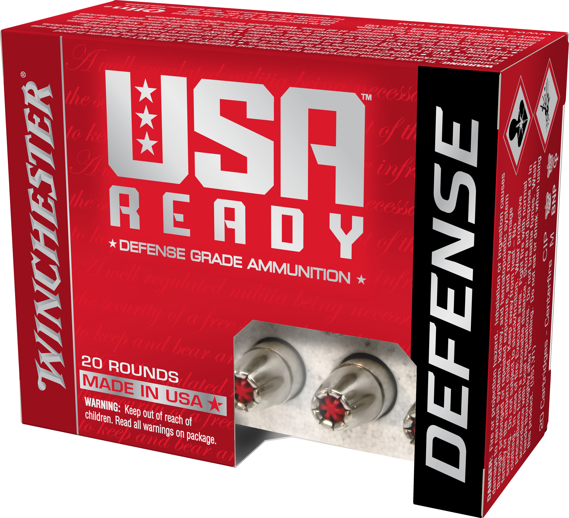 Winchester Usa Ready Defense 45 Acp Hex Vent Hollow Point 200 Grain 20 Rounds