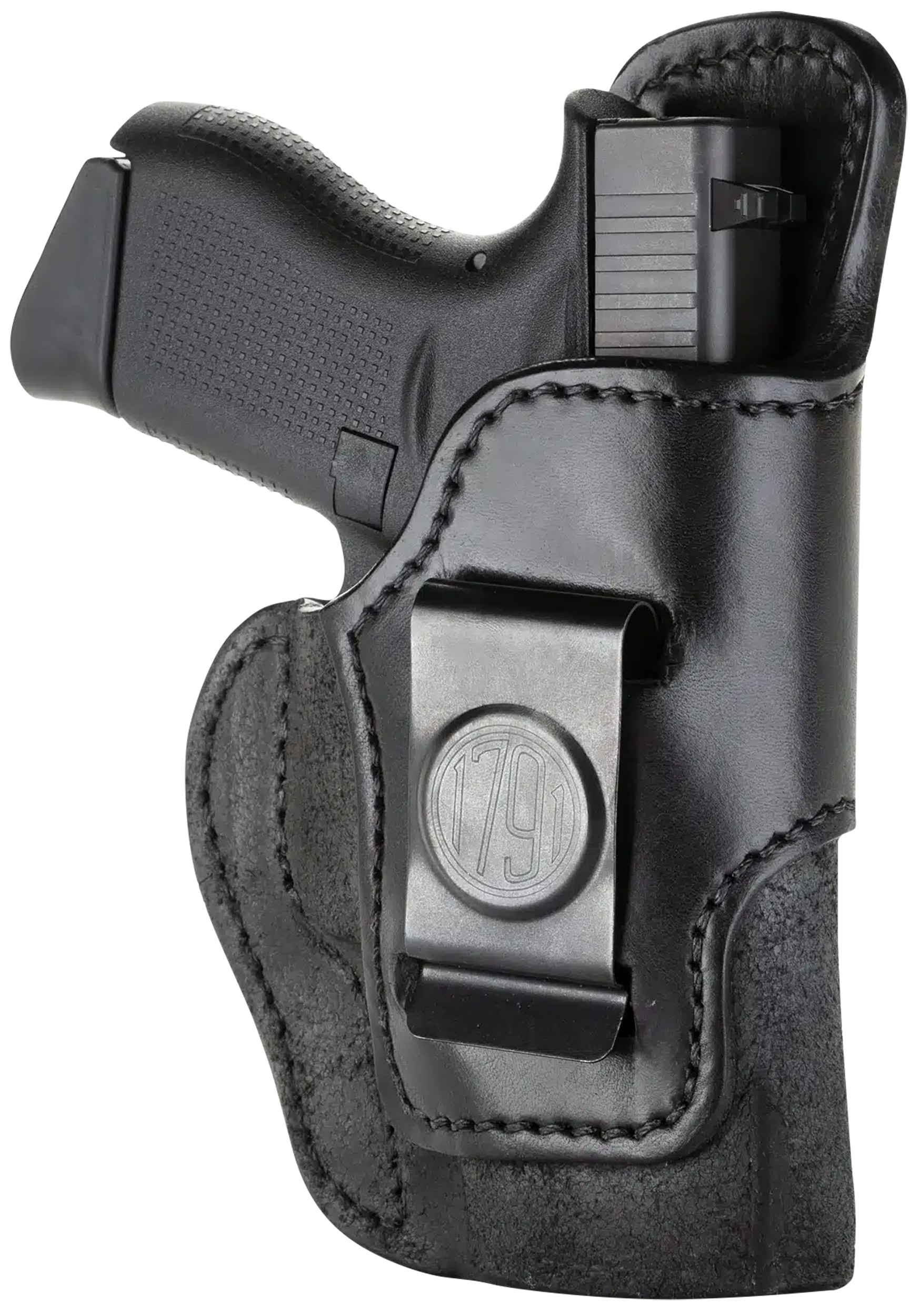 1791 Gunleather RCH3BLKR RCH  IWB Size 03 Black Leather Belt Clip Compatible w/Ruger LC9/1911/Glock 43/43X Right Hand